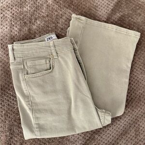 Zara Light Green Flare Jeans